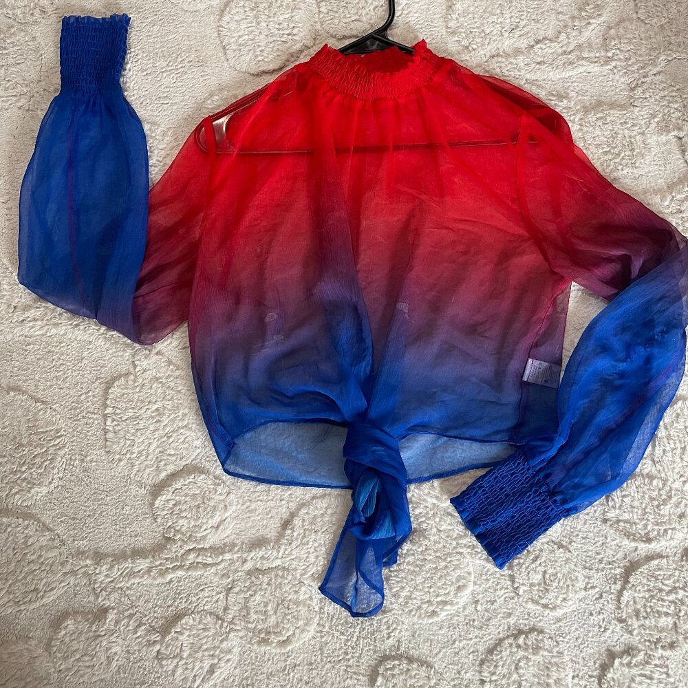 Akira Sheer RWB Cropped Blouse